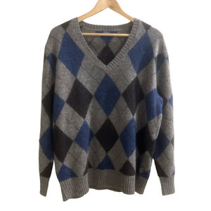 Ralph Lauren Polo Men’s Large Blue and grey argyle preppy Lambswool sweater